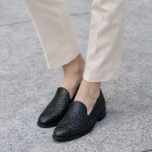 Worthington Black Woven Leather Womens Loafers Sz 9.5M